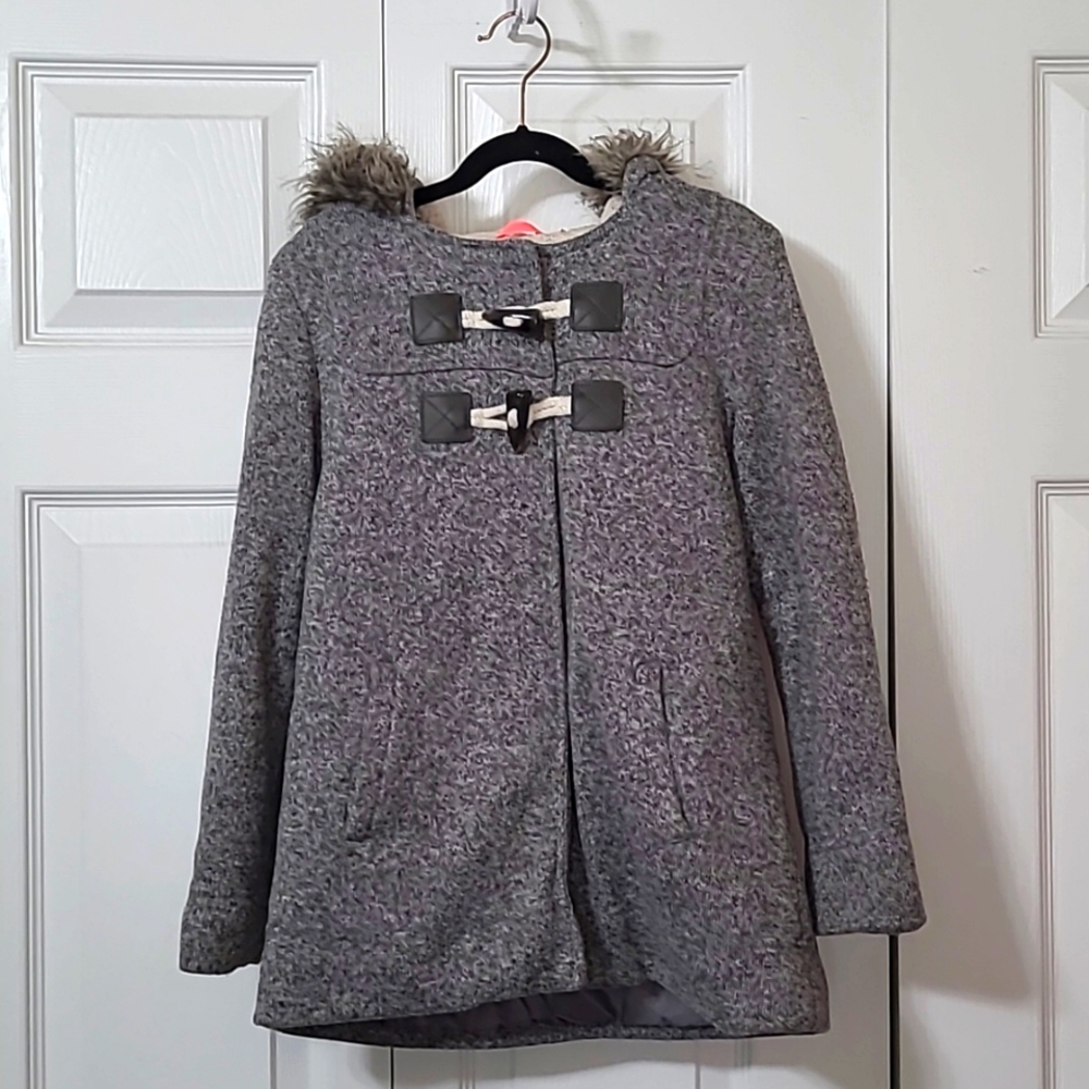 Old Navy Gray Hooded Jacket-Size Medium
